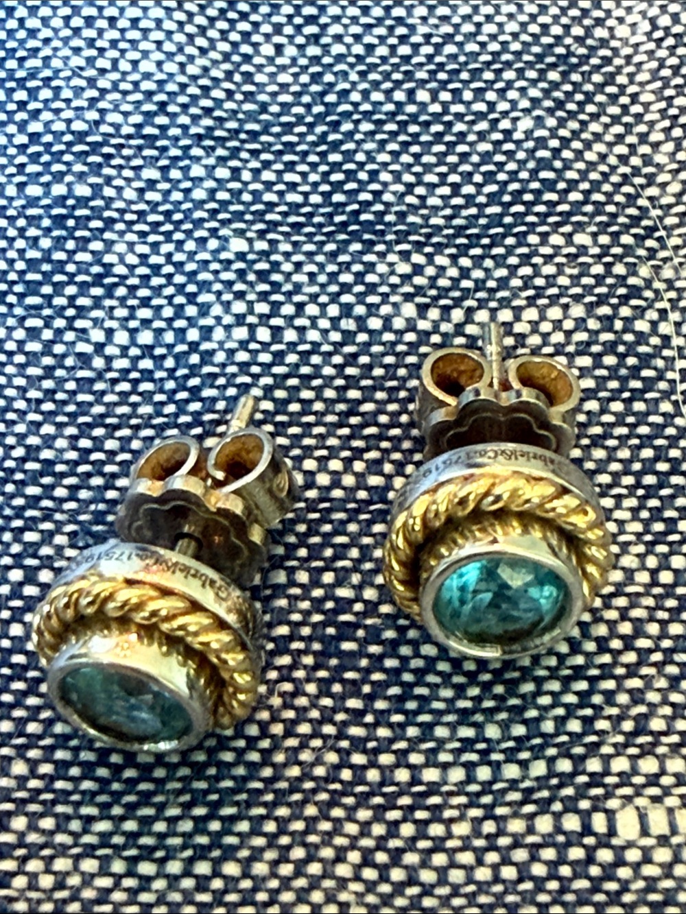 Gabriel & Co. 14K Yellow Gold London Blue Topaz Twisted Rope Stud Earrings